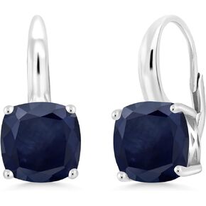 Gem Stone King 925 Sterling Silver Blue Sapphire Earrings For Women (5.64 Cttw, Gemstone Birthstone, Cushion 8MM)