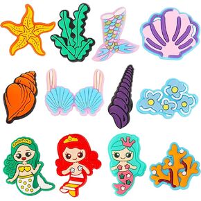 مورتد دلايات لتزيين الاحذية بتصميم حورية البحر، 12 قطعة من دلايات المحيط المرجاني لتزيين سوار المعصم، اكسسوارات حلي احذية من بلاستيك PVC لهدايا الحفلات والعطلات واعياد الميلاد in Kuwait