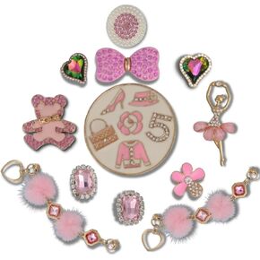 meexzoom 12PCS Bling Shoe Charms Pink-Luxury Crystal Rhinestone Accessories for Women-DIY Clogs Decoration - Designer Jewelry Charms Girls- Perfect Party Favors Birthday Gifts in Kuwait