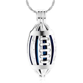 constantlife Cremation Jewelry for Ashes American Football Rugby Pendant Urn Necklace Stainless Steel Locket Keepsake Memorial Athlete Gift for Men Women