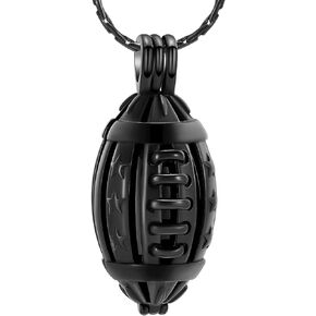 constantlife Cremation Jewelry for Ashes American Football Rugby Pendant Urn Necklace Stainless Steel Locket Keepsake Memorial Athlete Gift for Men Women