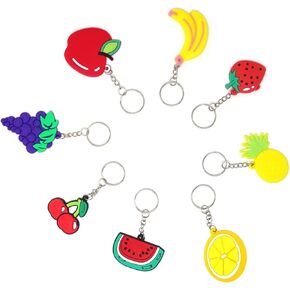 HONBAY 16PCS PVC Fruit Keychains Lightweight Lemon Watermelon Strawberry Cherry Keyrings for Bag Purse Wallet Cellphone or Car Pendant (8 Style)