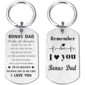 Step Dad Gifts - Stepdad Keychain from Daughter - Bouns Dad Christmas Birthday Gift Key Chain