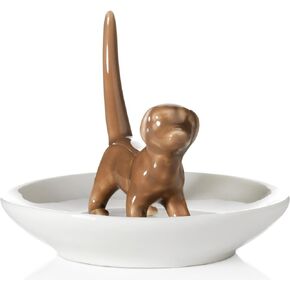 Beth Marie Luxury Boutique Dog Ring Holder, Beautiful Ceramic Engagement and Wedding Ring Holder, Size: 3.25" W X 3.75" H X 3.25" D