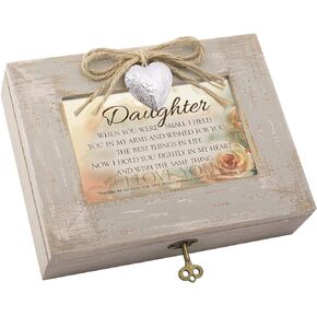 Cottage Garden Daughter Best Things in Life Natural Taupe Wood Locket Music Box Plays Friend in Jesus