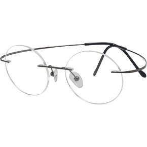 Eyekepper Titanium Rimless Round Reading Sunglasses Sunshine Readers Grey Lens