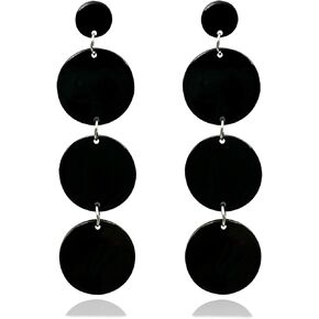80s Neon Round Drop Earrings Acrylic Circle Disk Dangle Earrings Halloween Circular Statement Earrings for Women in Kuwait