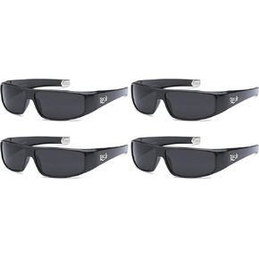 Locs 4 Pack 9035 Black Sunglasses Gangster Rapper Lowrider Cholo Mens Shades