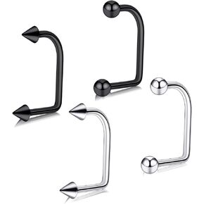 Oyaface 4 PCS 16G(1.2mm) Lip Ring Stainless Steel Monroe Labret Lippy Loop U Shape Rings Piercing Jewelry Black Silver