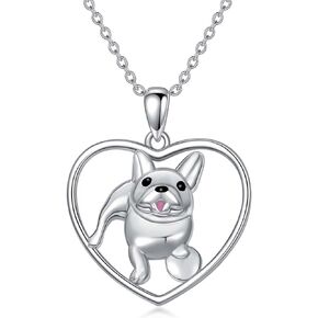 YFN German Shepherd/Labrador Retriever/French Bulldog Necklace Sterling Silver Bulldog Gifts For Women Girls French Bulldog Jewelry For Bulldog Owners