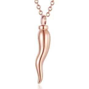 Lucky Italian Horn Urn Pendant Necklace for Ashes Protection Amulet Keepsake Jewelry Pepper Cremation Urn Pendant Memorial Ash Jewelry for Women Men Gift