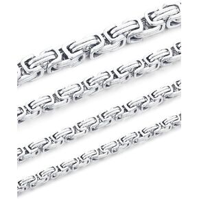 Width 4mm/5mm/6mm/8mm, Length 18-30 Inches Men's Stainless Steel Byzantine Chain Necklace