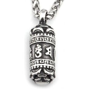 Gungneer Tibetan Mantra Necklace Stainless Steel Keel Chain Meditation Healing Six Words Buddhist Jewelry Men Women