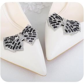 2Pcs Sparkly Bow Shoe Clips Detachable Shoe Buckles Decorative Rhinestone Shoe Clips Charms Accessories for Women Wedding Party
