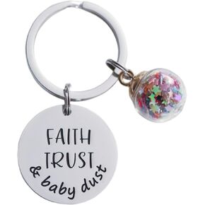 VALAFO Ivf Keychain for Women Gift Men Key Chain Faith Trust and Baby Dust Gift Support Him Trying to Conceive Infertility Keychain, Stainless Steel, bmir4bestmimi1 in Kuwait
