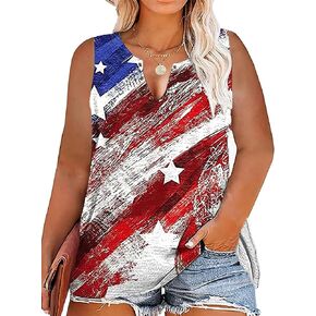 Plus-Size We The People 1776 Tank Top Summer Ring Hole V Neck Shirt Women 4th of July Tanks American Flag Sleeveless Tee