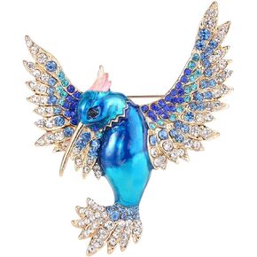 EVER FAITH Women's Austrian Crystal Enamel Lovely Bird Animal Brooch Gold-Tone