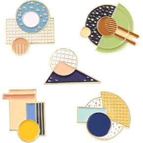 مجموعة دبابيس بروش هندسية مطلية بالمينا مجموعة دائرية مستطيلة الشكل مزيج من دبابيس التلبيب التبعي لحقائب الظهر شارات القبعات حقائب للنساء والفتيات والأطفال هدية in Kuwait