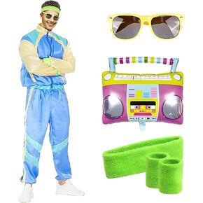 Kicpot 80s Outfit for Women Party Retro Jacket Shell Suit Tracksuit 90s 80s Costumes for Women Men Party Hip Hop