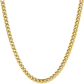 PICKBEAU 18k Yellow Gold Italian 3.0mm Franco Link Chain Necklace for Men Rope Gold Chain Necklaces for Women | Cuban Chains for Men Boys Women Hip-Hop Cool Style Unisex 16"-28"