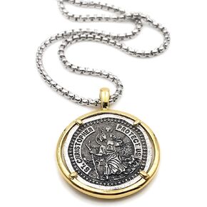 ليزلي بولز عقد بميدالية سانت كريستوفر فينتاج للرجال بطول 22 انش، مجوهرات حماية in Kuwait