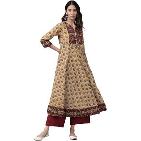 Yash Gallery Women's Cotton Floral Print Anarkali Kurta