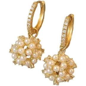 GAhrïelle Studio Mehndi Pearl Drop Earrings for Women and Girls, Gold Plated Hypoallergenic Jewellery, Party Wear Accessories, Gift for Women