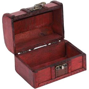 Vintage Treasure Chest Box, Pirate Keepsakes Box Small Wooden Treasure Chest Box 4.7x3.1x3.1in Decorative Vintage Box for Jewelry Keepsakes Home Decor