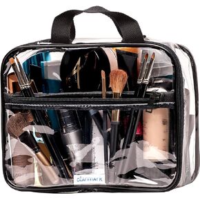 Clear Toiletry Bag - PVC Makeup Bag - Large Transparent Cosmetic Travel Case - See Through Packing Cube with Handle - Clear Bag with Zipper - Plastic Storage Pouch for Women