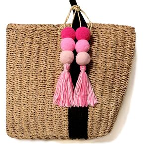 Colorful Pom Pom Tassel Boho Bag Charm for Women Keychain Keyring Purse Handbag Decor Pendant