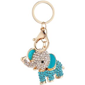 JML Elephant Key Ring Rhinestone Purse Charm Keychain Women Bag Pendant Blue