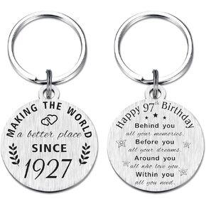 ABNTY 97th Birthday Gifts for Women Men, 97 Year Old Birthday Keychain, Born in 1926 Gifts, 1926 Birthday Decorations, Silver, M in Kuwait