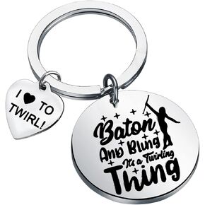 MYOSPARK Baton Twirler Gifts Majorette Keychain Gymnast Twirling Gift Twirling Charm Keychain