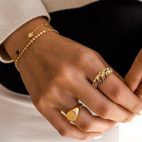 RIOSO 9Pcs Gold Chunky Rings for Women Gold Thumb Spoon Open Ring Set Statement Jewelry Adjustable Chunky Ring in Kuwait