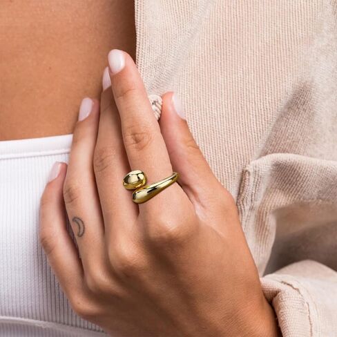 RIOSO 9Pcs Gold Chunky Rings for Women Gold Thumb Spoon Open Ring Set Statement Jewelry Adjustable Chunky Ring in Kuwait