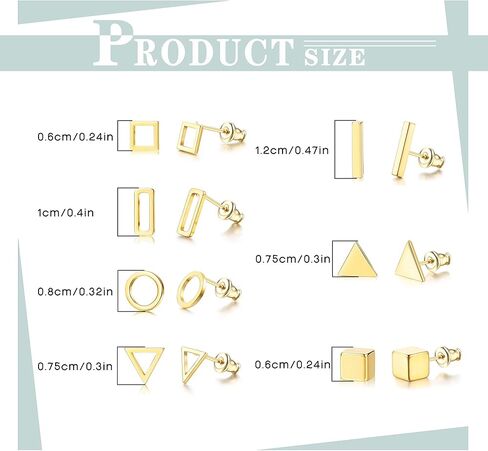 21 زوج أقراط هندسية مسمار الفولاذ المقاوم للصدأ الحد الأدنى القرط مجموعات بسيطة دائرة مثلث مربع أقراط للنساء in Kuwait