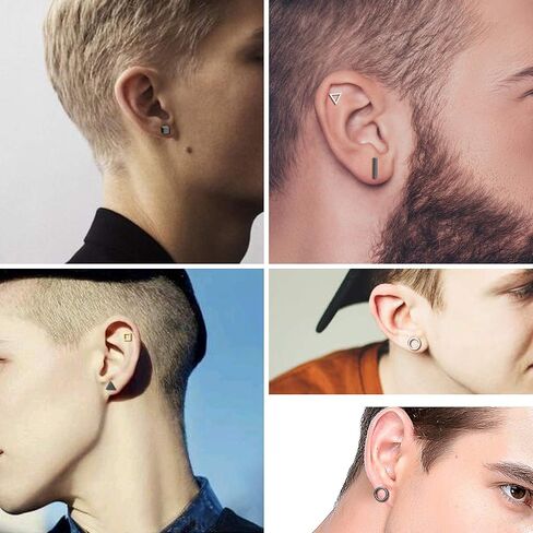 21 زوج أقراط هندسية مسمار الفولاذ المقاوم للصدأ الحد الأدنى القرط مجموعات بسيطة دائرة مثلث مربع أقراط للنساء in Kuwait