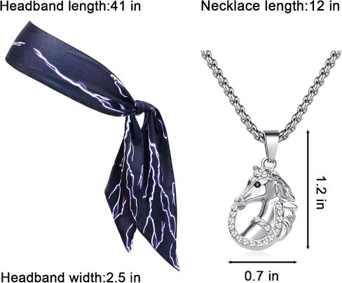 BK.Fangwoo Horseshoe Necklace and Headband Costume Accessories Horse pendant Necklace Lightning Headband Mens Movie Cosplay Party in Saudi Arabia