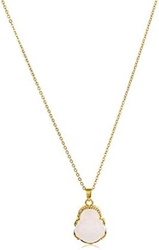 JczR.Y Maitreya Buddha Necklace Titanium Steel Laughing Buddha Necklace Imitation Chalcedony Green Jade Cubic Zirconia Gemstone Lucky Amulet Jewelry for Women Men in Saudi Arabia