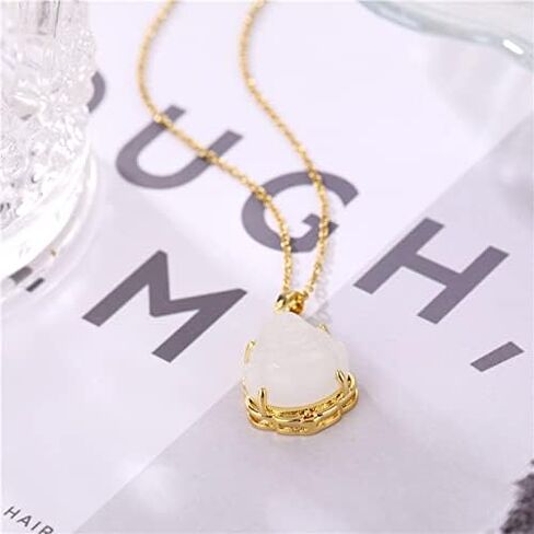 JczR.Y Maitreya Buddha Necklace Titanium Steel Laughing Buddha Necklace Imitation Chalcedony Green Jade Cubic Zirconia Gemstone Lucky Amulet Jewelry for Women Men in Saudi Arabia