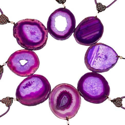 SUNYIK Natural Agate Slice Stone Necklace for Couples, Lover Relationship Adjustable Healing Pendant with Chain 17"-29" Strand, Pack of 2 in Saudi Arabia