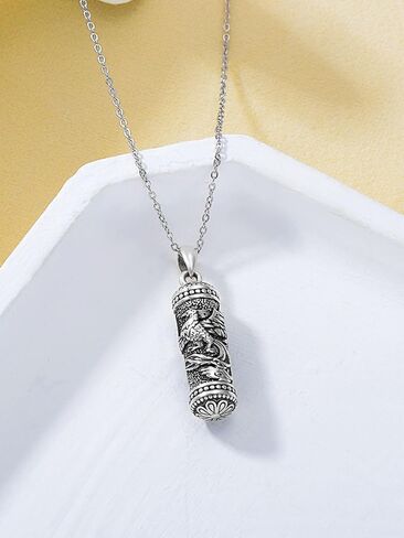925 Sterling Silver Dragon Phoenix Urn Necklaces for Ashes Cylinder Container Cremation Jewelry Memorial Necklace Jewelry Gifts(with Gift Box) in Saudi Arabia