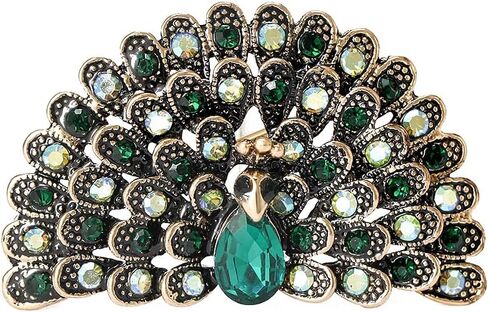 Rhinestone Crystal Peacock Brooch Pin Vintage Cubic Zirconia Bird Animal Brooch Lapel Pins Clothing Hat Bag Skirt Dress Accessories for Women Girls Wedding Christmas Birthday Jewelry Gift in Saudi Arabia