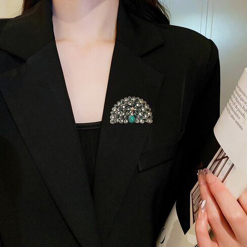Rhinestone Crystal Peacock Brooch Pin Vintage Cubic Zirconia Bird Animal Brooch Lapel Pins Clothing Hat Bag Skirt Dress Accessories for Women Girls Wedding Christmas Birthday Jewelry Gift in Saudi Arabia