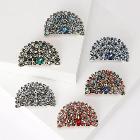 Rhinestone Crystal Peacock Brooch Pin Vintage Cubic Zirconia Bird Animal Brooch Lapel Pins Clothing Hat Bag Skirt Dress Accessories for Women Girls Wedding Christmas Birthday Jewelry Gift in Saudi Arabia