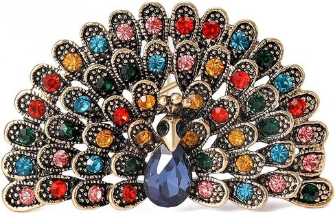 Rhinestone Crystal Peacock Brooch Pin Vintage Cubic Zirconia Bird Animal Brooch Lapel Pins Clothing Hat Bag Skirt Dress Accessories for Women Girls Wedding Christmas Birthday Jewelry Gift in Saudi Arabia