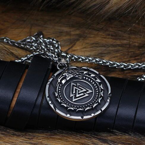 قلادة بتصميم تميمة على شكل تنين الفايكنج الاسكندنافي الشمالي هدية للرجال, ستانلس ستيل, لا in Kuwait