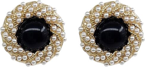 YOUMOCD Stud Earrings for Women Black Round Pearl Earings Fashion Jewelry in Saudi Arabia