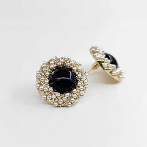 YOUMOCD Stud Earrings for Women Black Round Pearl Earings Fashion Jewelry in Saudi Arabia