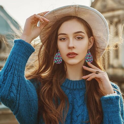 Earrings For Women,Leather Earrings Dangle Lightweight Teardrop Earrings Jewelry For Women Girls in Saudi Arabia
